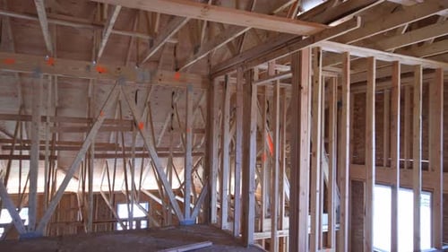 House Frame Construction With Light Wood Walls