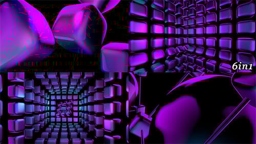 Abstract Geometric Cube Structures in Neon Lights