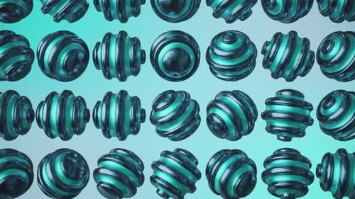 Abstract Morphing Spheres Rotating Teal Glow Background