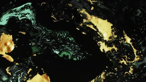 Emerald Green and Gold Abstract Fluid Art