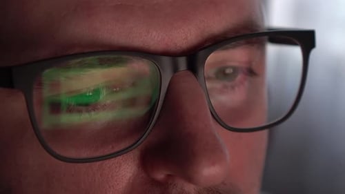 Close-up Of Adult Face With Glasses On