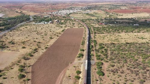 freight train transporting in the desert