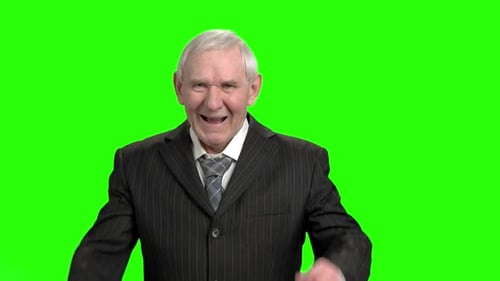 Senior Man in Distress Against Green Screen