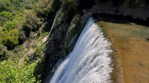 View From the Top of the Waterfall. The River Turns Into a Waterfall. A Drop of Water