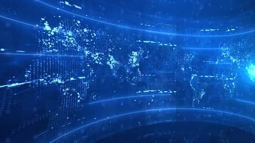 Animated Digital World Map Network Technology Background