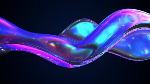 Abstract Glass Shape with Rainbow Reflections Looped Animation