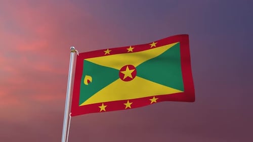 Grenada National Flag Waving Animation