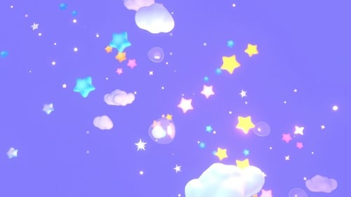 Animated Whimsical Stars and Clouds Loop Background