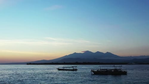 Aerial landscape of relaxing sea view beach time by transparent lagoon with white sandy background o