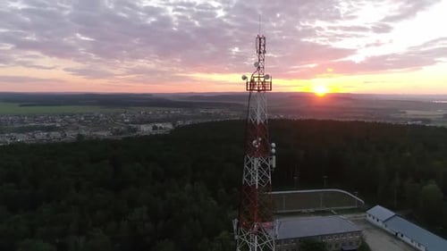 Aerial view of Mobile Communication Tower in forest 08