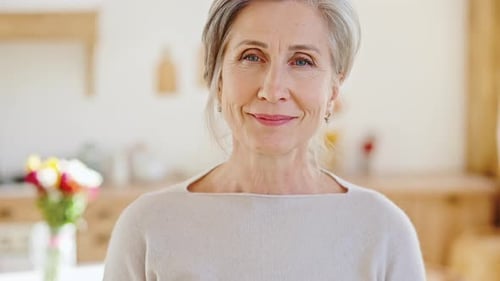 Smiling Senior Woman Indoors Close Up