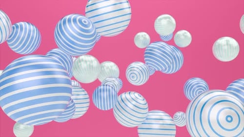 Floating Striped Spheres Abstract Geometric Motion Background