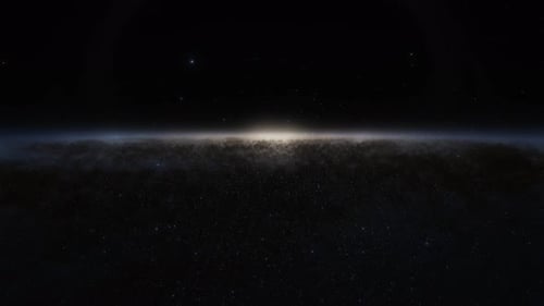 Animated Cosmic Galaxy Horizon with Twinkling Stars Background