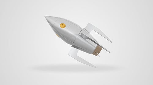 3D Animated Rocket with Smiley Faces