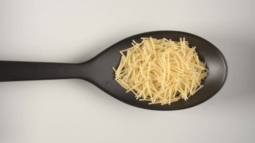 Spoon Fills With Vermicelli Pasta Close Up