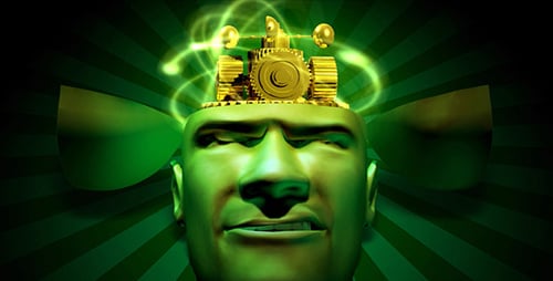 Animated Mechanical Gears Brain with Glowing Energy