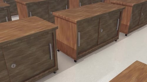A Lot Of Wooden Cabinets In A Row Hd