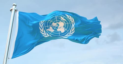 Seamless Loop of United Nations Flag Waving in Wind