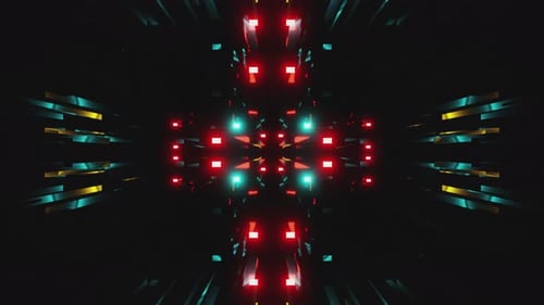 Looping Abstract Futuristic Tunnel With Neon Geometric Lights