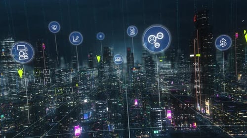 Digital Abstract Smart City Business Icons