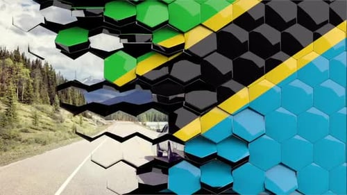 Tanzania Flag Hexagon Transition - 4K Resolution