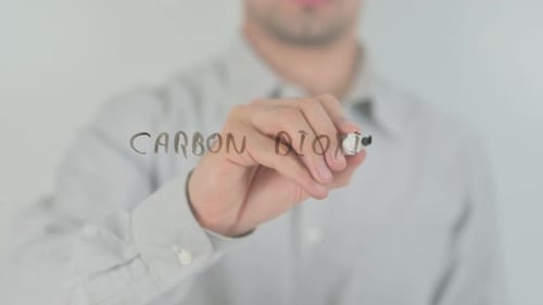 Man Writing Carbon Dioxide Close Up