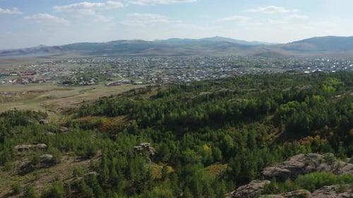 Village In The Mountains. Aerial Photography