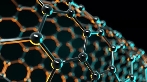 Blue nanotubes nanostructure loopable animation. Science research and technology
