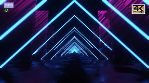 Futuristic Geometric Neon Light Tunnel Loop Animation
