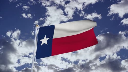 Realistic Texas Flag Waving in Blue Sky Animation
