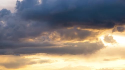 Stormy Clouds Move Smoothly in the Red Sky at Sunset, Timelapse, Cloud Space