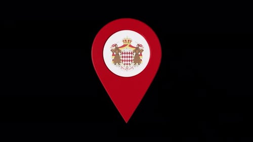 3D Rotating Pin Icon Animation With Monaco Coat Of Arms Alpha Channel 4K