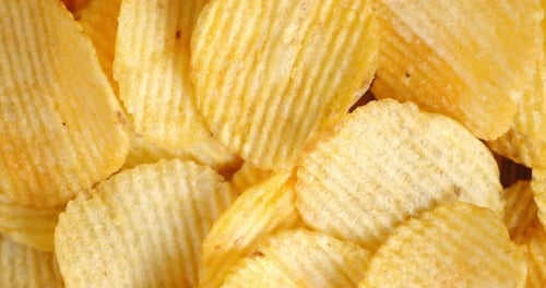 Close Up of Rippled Potato Chips