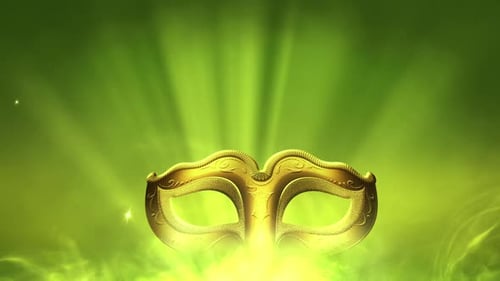 Mardi Gras Golden Mask with Green Light Rays