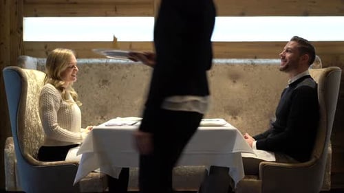 Video Couple Dining Out in Luxury Restaurant at Table for Two