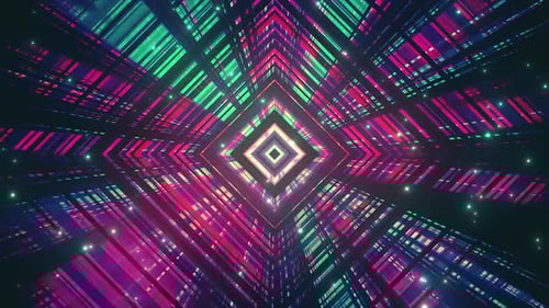 Abstract Neon Geometric Tunnel Motion Background Loop