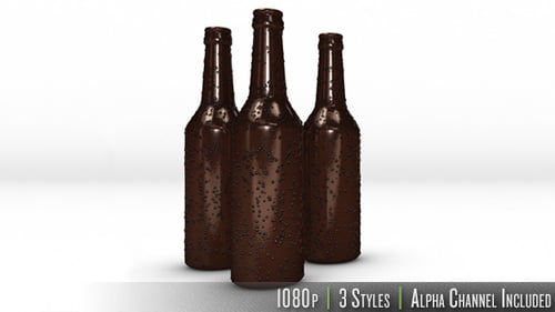 Animated Brown Bottles with Condensation and Droplets