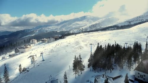 Mountains Ski Village Resort Forest Sun Winter