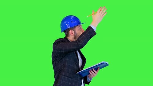 Angry Architect Businessman Review Building Process Shout Gesture Frustrated with Quality Control on