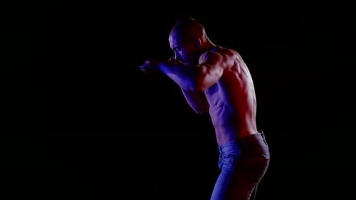 Street Fighter is Training Alone in Darkness Professional Kickboxing or Ultimate Fighting