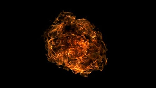 Fiery Abstract Sphere of Flames on Black