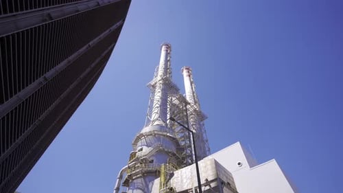 Factory chimneys.