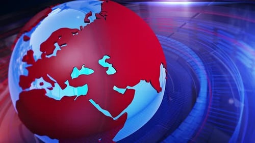 Rotating 3D Earth Globe Broadcast Technology Background