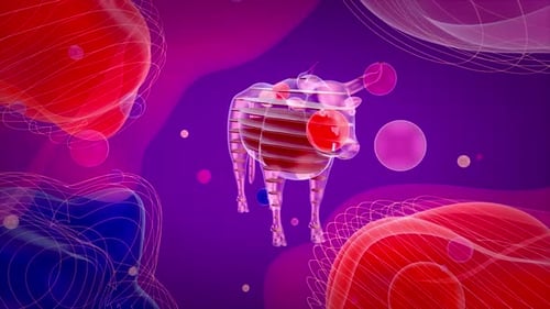 Abstract Transparent Sliced Animal 3D Model with Floating Orbs