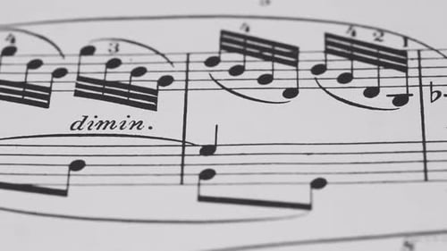 Close Up of Classical Sheet Music Score