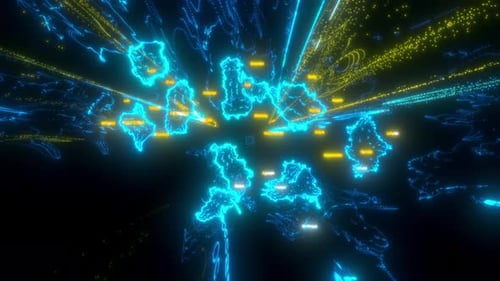 Animated Futuristic Digital Map of Ukraine with Neon Glow