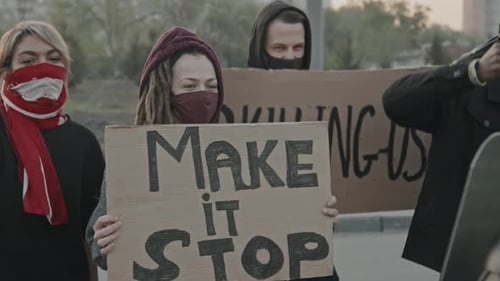 Urban Protest with Riot Police Demonstrations