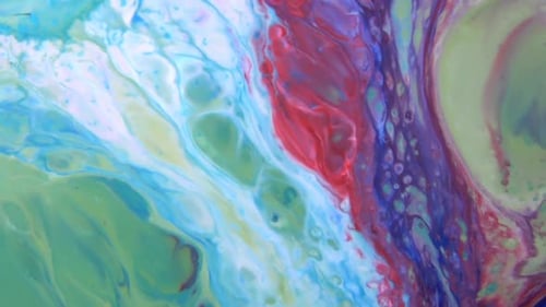 Liquid Colorful Paint Pattens Mix In Slow Motion