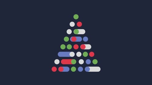 Animation of a digital Christmas tree with baubles and Christmas decorations on grey background