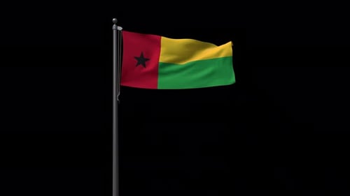 Guinea-Bissau National Flag Waving in Realistic Fabric Animation